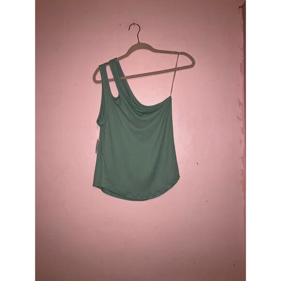 NWT Old Navy one shoulder green ribbed comfy tank top size large - Picture 4 of 7